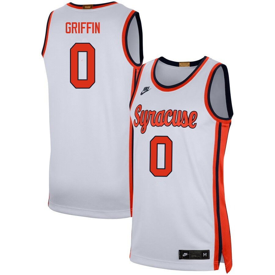 Men #0 Alan Griffin Syracuse White College Basketball Jerseys Sale-White